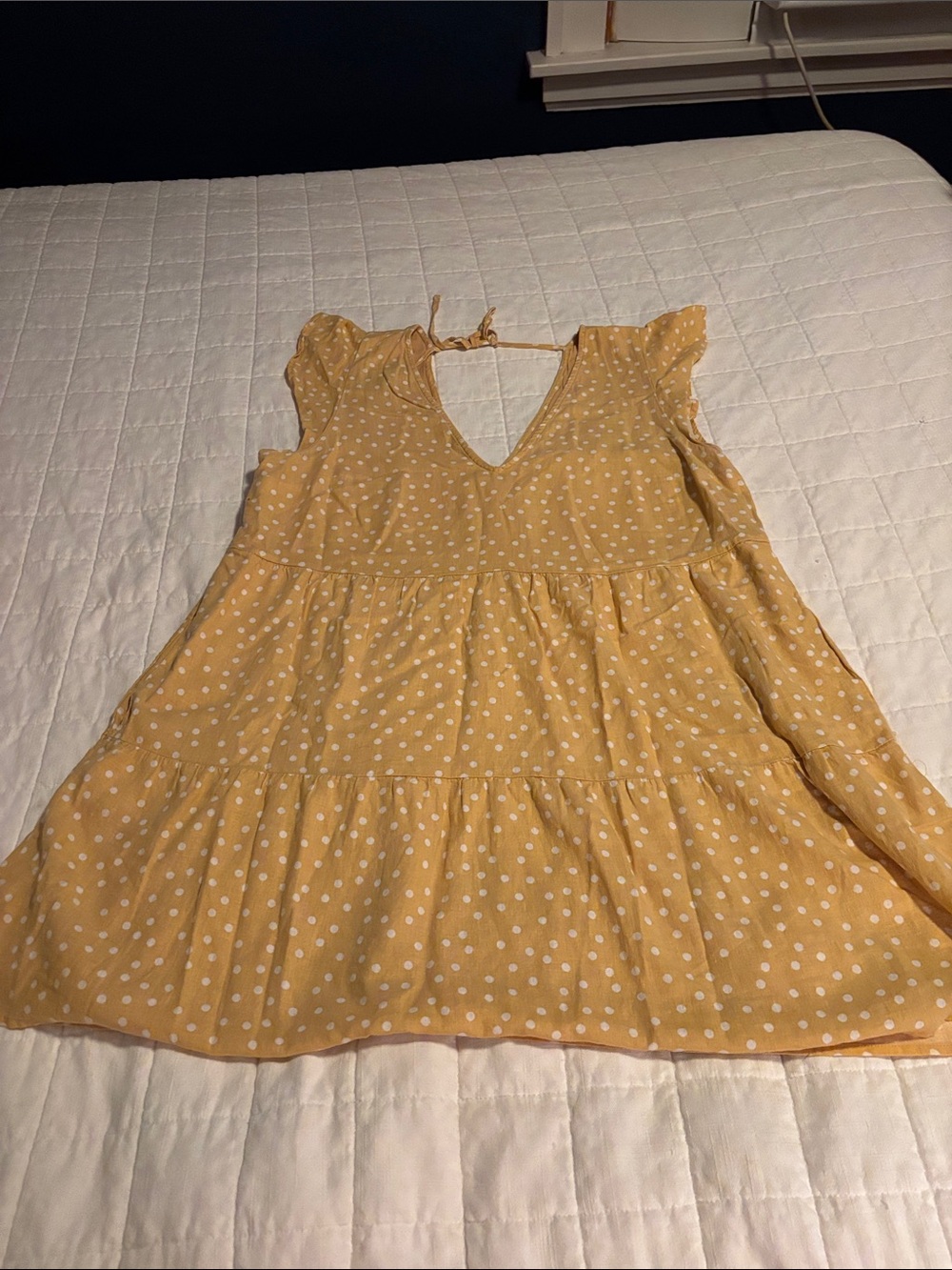 Abercrombie & Fitch Yellow Polka Dot Tiered Sundress